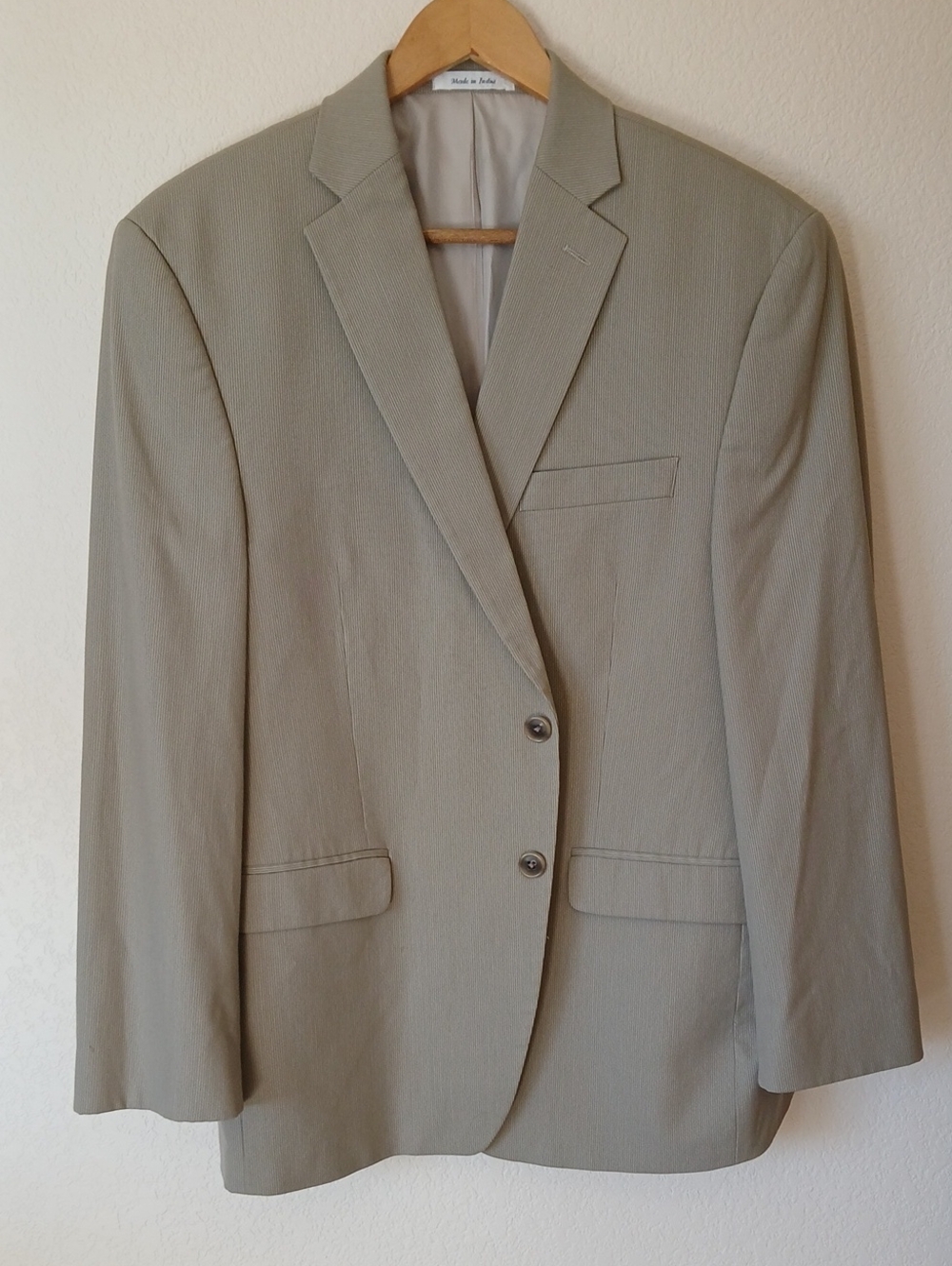Calvin Klein Khaki Pinstripe Sport Coat Blazer  40 Short